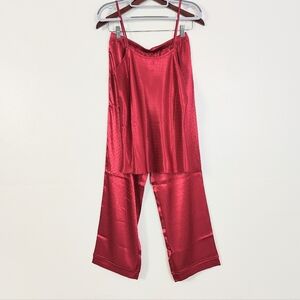 Flora Nikrooz Red Two Piece Pajama Set Women's Small Top Pants Silky Sleepwear